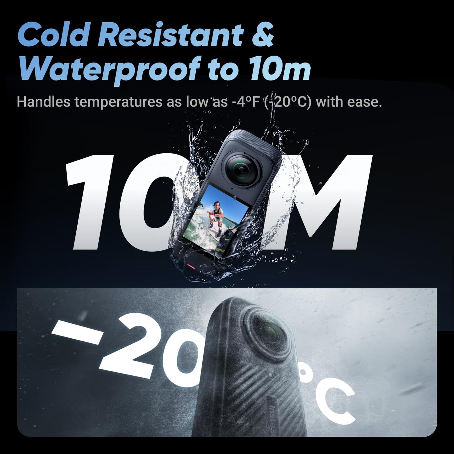 Insta360 X4-8K Waterproof 360 Action Camera, 4K Wide-Angle Video, Invisible Selfie Stick Effect, Removable Lens Guards, 135 Min Battery Life, AI Editing, Stabilization, for Sports, Travel, Outdoor