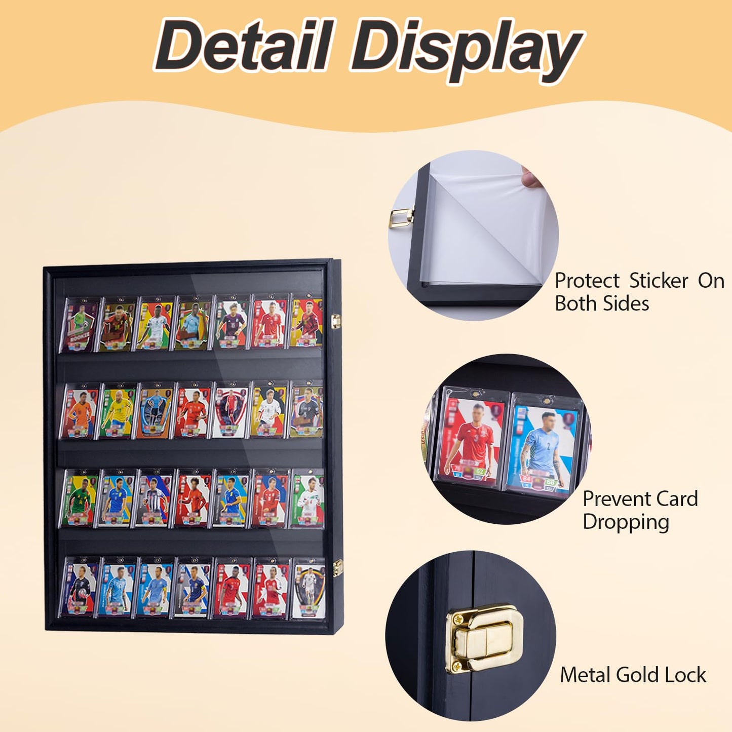 28 Graded Card Display Case,Wooden Wall Mount Football Card Display Case,Trading Card Display with UV Protection for Basketball Football Trading Cards Display Collectibles Souvenirs