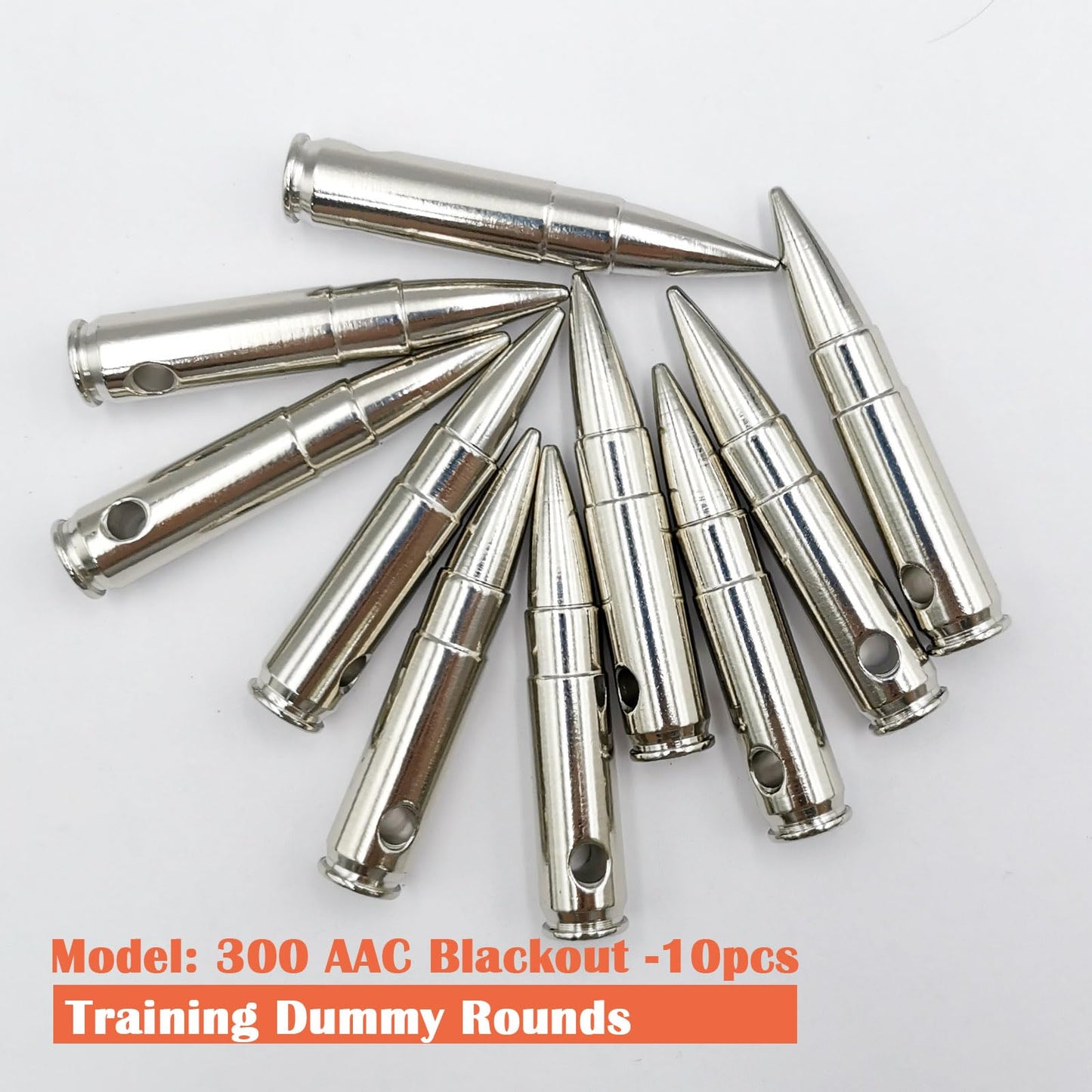 Bayattoo 300 AAC BLK Steel Safety Practice Rounds Action Trainer Dummy Round Dry Fire Training Snap Caps (10pk)