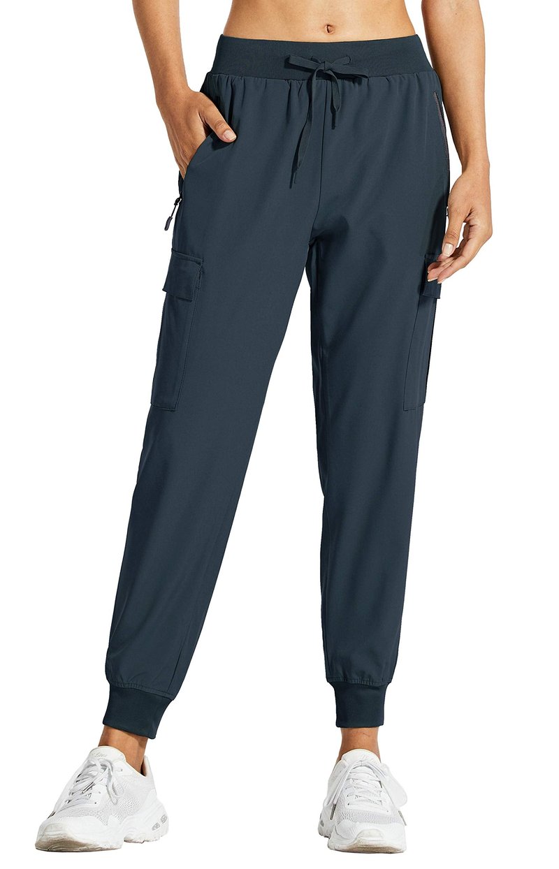Libin Women's Cargo Joggers Lightweight Quick Dry Hiking Pants Athletic Lounge Casual Travel, Navy S