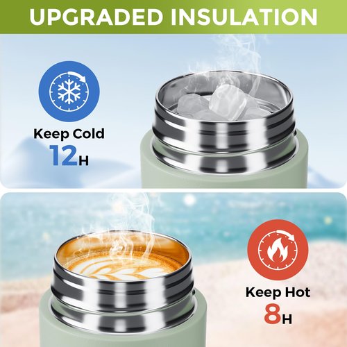 【Upgraded】Exllena Small Insulated Water Bottle 8 oz/250ml– Mini Insulated Water Bottle for Hot & Cold Drinks, Perfect Small Water Bottle for Travel, Purse...(Sauge Green)