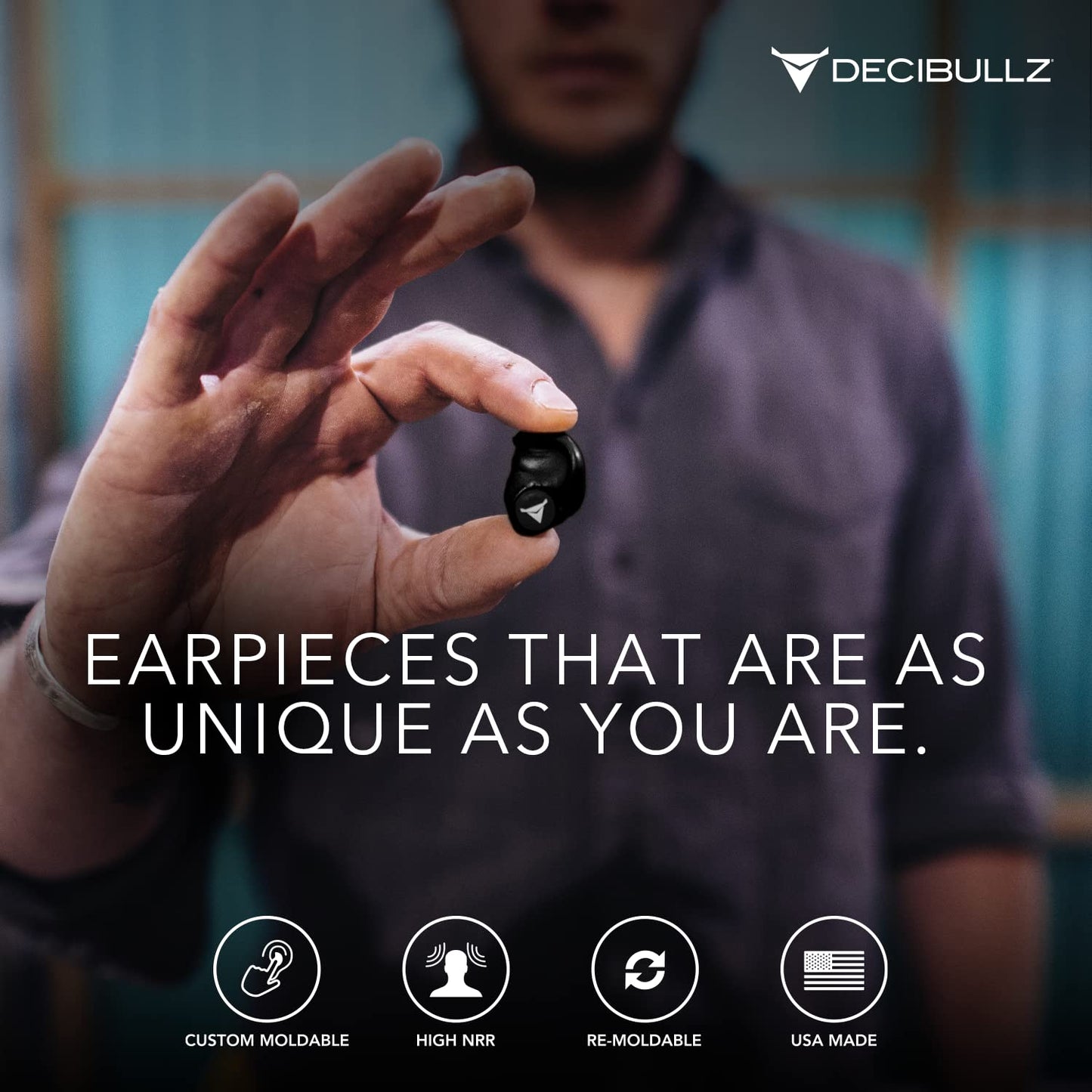 Decibullz 25-Decibel Noise-Reduction Earplugs for Hearing Protection, Custom-Molded Reusable Earplugs for Noise Sensitivity & Flights, White