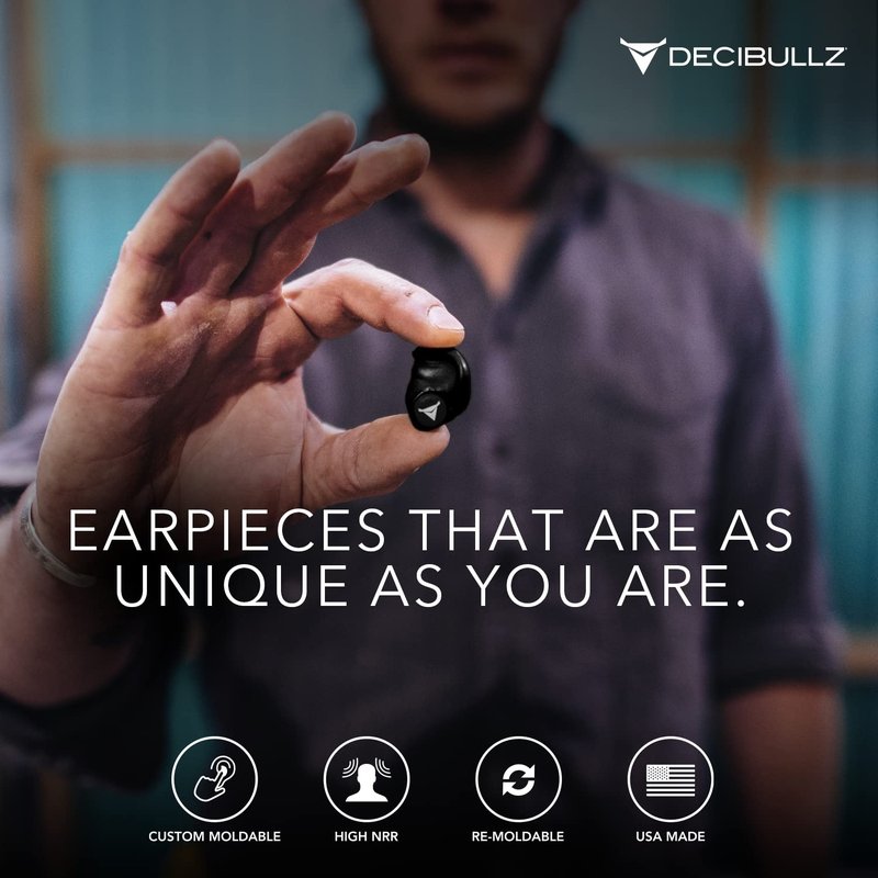 Decibullz 25-Decibel Noise-Reduction Earplugs for Hearing Protection, Custom-Molded Reusable Earplugs for Noise Sensitivity & Flights, White