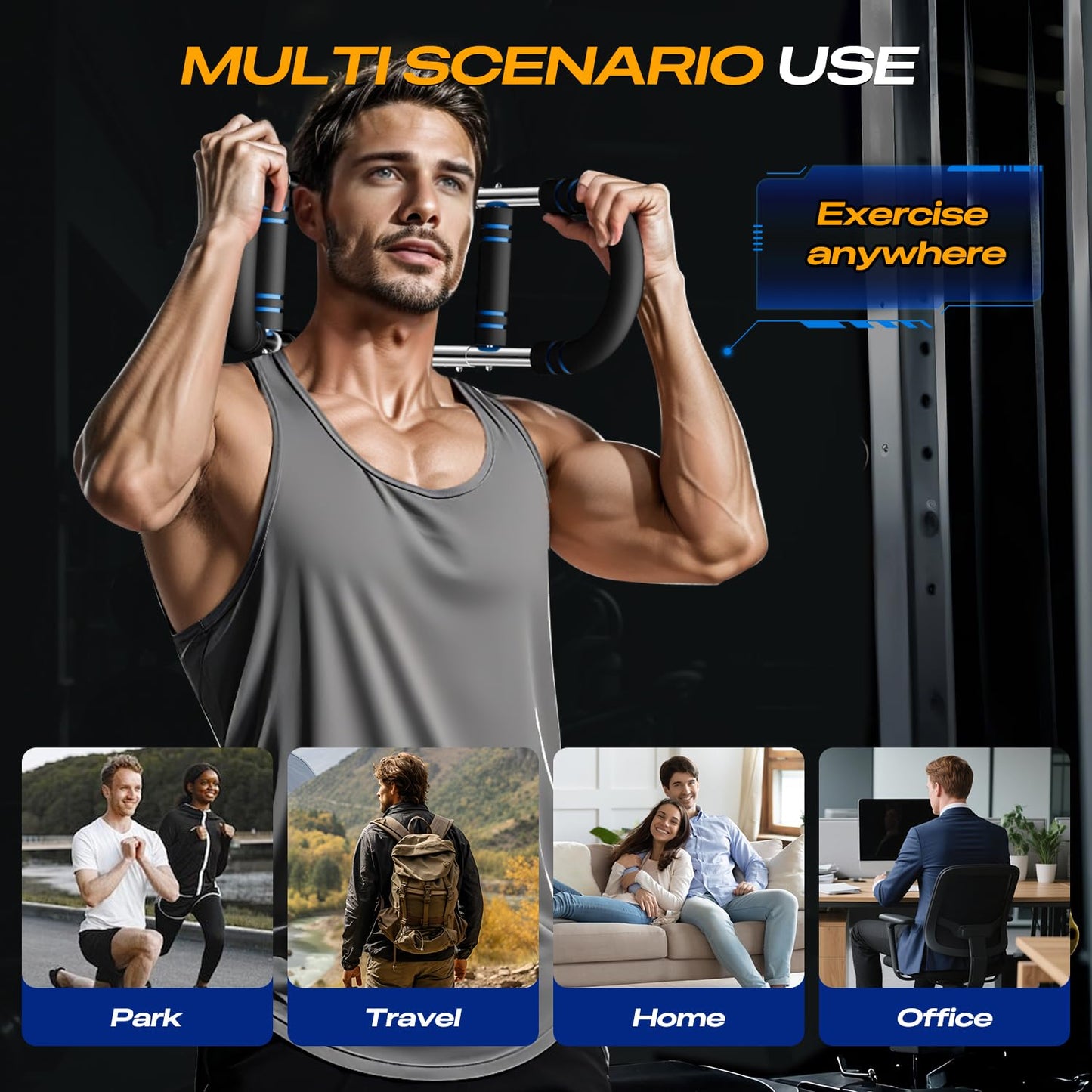 IAULF Twister Arm Trainer, 66-110lbs Adjustable Workout Equipment - U-Shaped Strength Training Equipment for Chest, Trainer for Men, Shoulder & Forearm Workout, Home Gym Fitness, Muscle Building