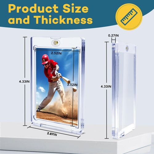20 PCS Magnetic Card Holder, 35pt One Touch Card Holder for Baseball Cards,U-V Protection Hard Plastic Magnetic Card Case,Cards Holder for Sports Cards, Trading Card Display, Game Card Protector