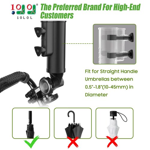 10L0L Heavy Duty Golf Push Cart Umbrella Holder, Aluminium Alloy Base Super Strong Windproof, Universal Umbrella Stand for Mobility Scooter, Stroller, Wheelchair, Beach Chair