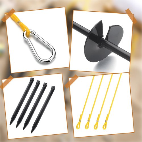 Otoolling Outdoor Volleyball Adaptor Kit with Heavy Duty Ground Stakes Auger Anchor Set for Beach Sand and Grass Volleyball Boundary Lines