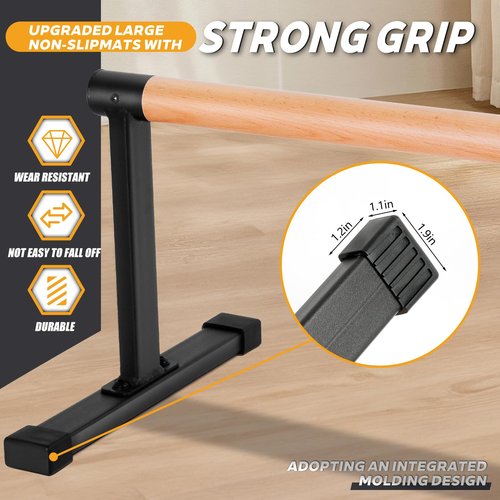 Trlakepreble Wooden Parallel Bar and Dip Bar with Thick Beech Handles, Push-up stands for Handstand, L-Sit, Gymnastics, Strength Training Home Gym,Anti-slip Mats, Easy to Install,600lbs(Black, L)