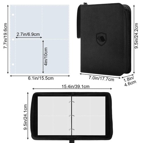 440 Pockets Trading Card Binder, PU Cover Zipper Card Collection Album, Sturdy Card Folder Holder for MTG, TCG, Game Cards, Sports Cards