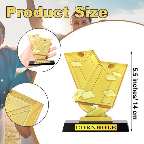 Sieral 3 Pieces 5.5 Inch Cornhole Trophy Cornhole Tournament Award Cornhole Winner Award Prize Gift for Tournaments, School Match Sports Competition Teams