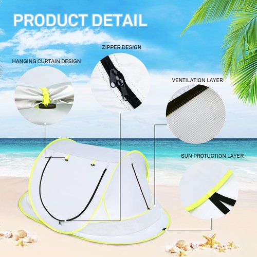 Mengersi Baby Beach Tent,Large Pop Up Beach Shade Sun Shelter for Girls Boys,Pop Up Mosquito Net Travel Tent Or Indoor Play Tent for Kids,UPF 50+ UV