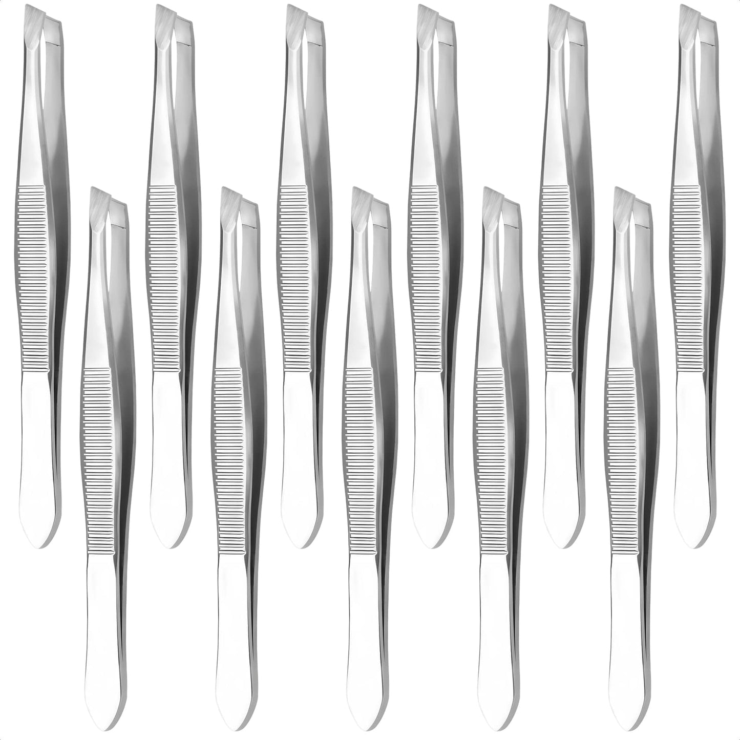 12 Pcs Eyebrow Tweezers for Women - 3.5" Stainless Steel Tweezers for Women Facial Hair with Heart Clamps, Effortless Eyebrow Plucking & Ingrown Hairs - Compact Size for Browists & Beauty Enthusiasts