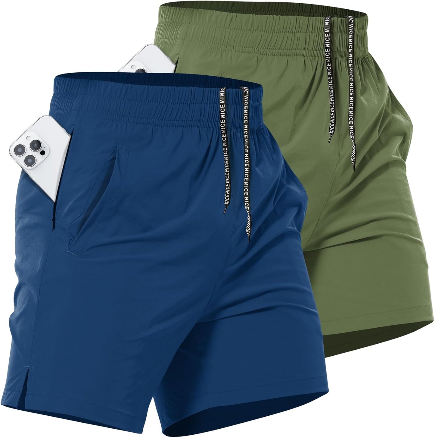 2 Pack Mens Athletic Workout Shorts 7 Inch Quick Dry Gym Shorts with Pockets, Sports Tennis Running Shorts for Men