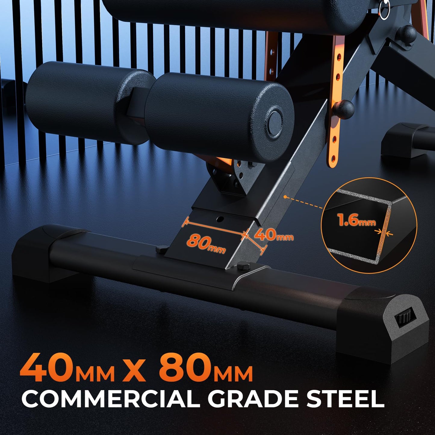 1000LBS Adjustable Weight Bench - Foldable Workout Bench Press with 36" Extended Backrest for Home Gym Strength Training,Folding Flat Incline Bench with 80x40MM Steel for Full Body Exercise