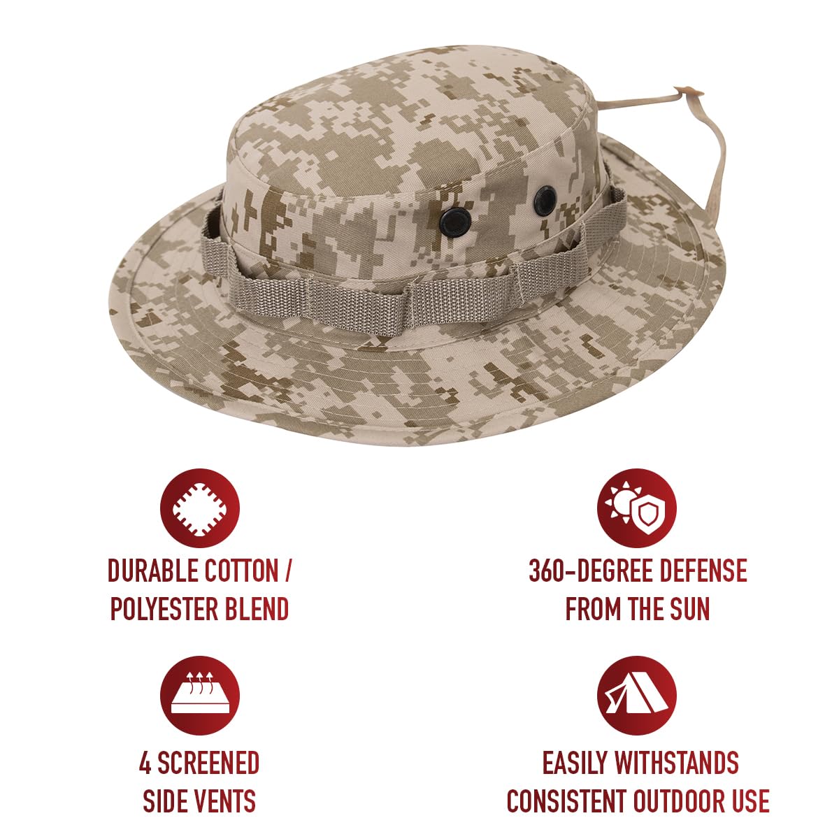 Rothco Camo Boonie Hat - Ultimate Sun Defense for Outdoor Adventures - Desert Digital Camo – 7