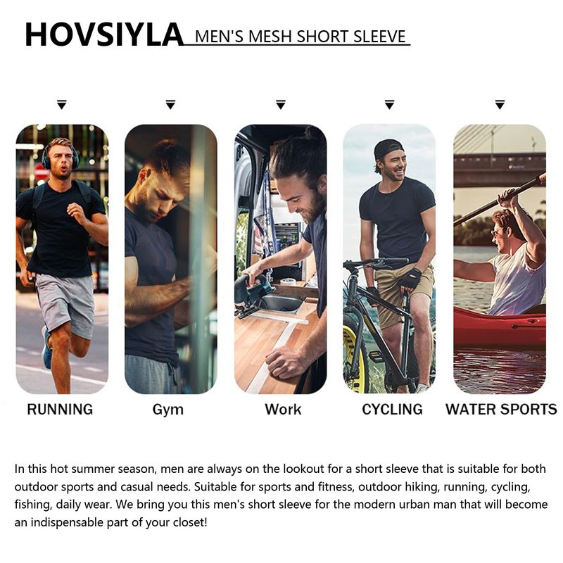 HovSiyla 5 Pack Running Shirts Men Sport Tops Dry Fit Gym Wicking Athletic T Shirts Breathable Cool Workout Shirts Black White Purple Almond Haze-Blue Small