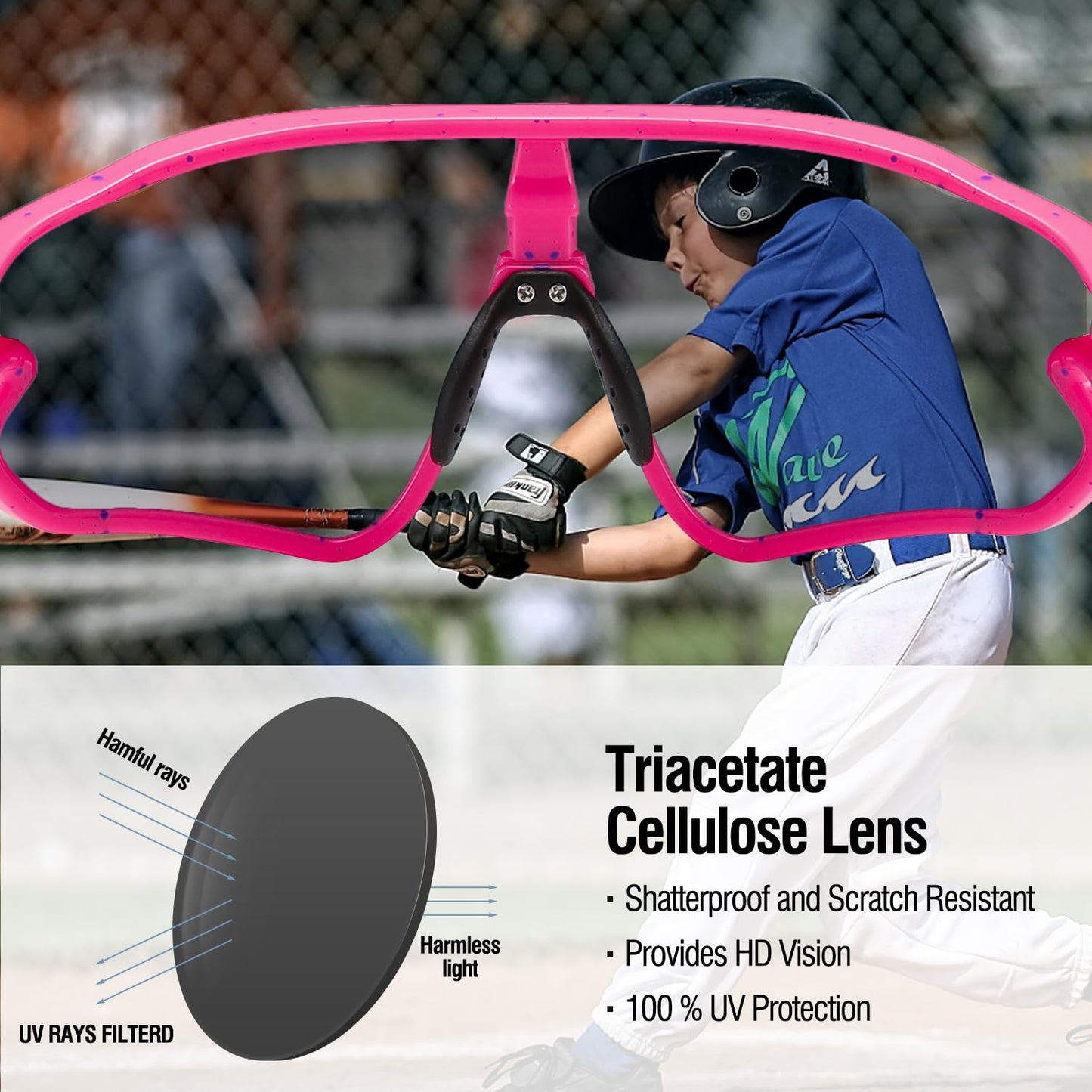 DUCO Kids Youth Baseball Sunglasses for Boys Girls Age 8-16 Polarized UV400 Protection Sports Cycling Glasses DK268
