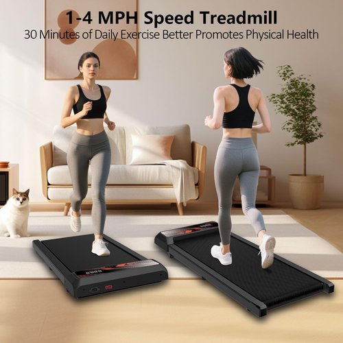 Under Desk Treadmill, 2.5 HP 265 Lbs Low Noise Walking Pad Treadmill LED Display with Remote Control Walking Jogging Running Machine, Incline Treadmills for Home and Office