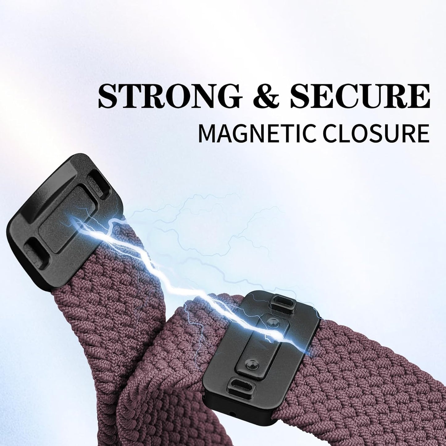 20mm Magnetic Braided Nylon Band Compatible With Garmin Vivoactive 6/Vivoactive 5/3/3 Music Watch Bands, Quick Release Stretchy Strap Replacement for Venu Sq 2/Forerunner 55/165/245/645