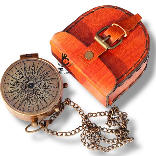 Vintage Brass Compass with Engraved Quote – “So You Can Always Find Your Way Back to Me” – Antique Nautical Compass Gift for Men, Women, Husband, Wife, Son with Leather Case