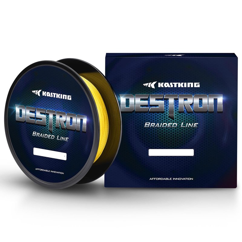 KastKing Destron Braided Fishing Line, Yellow, 4 Stands, 10LB, 150Yds