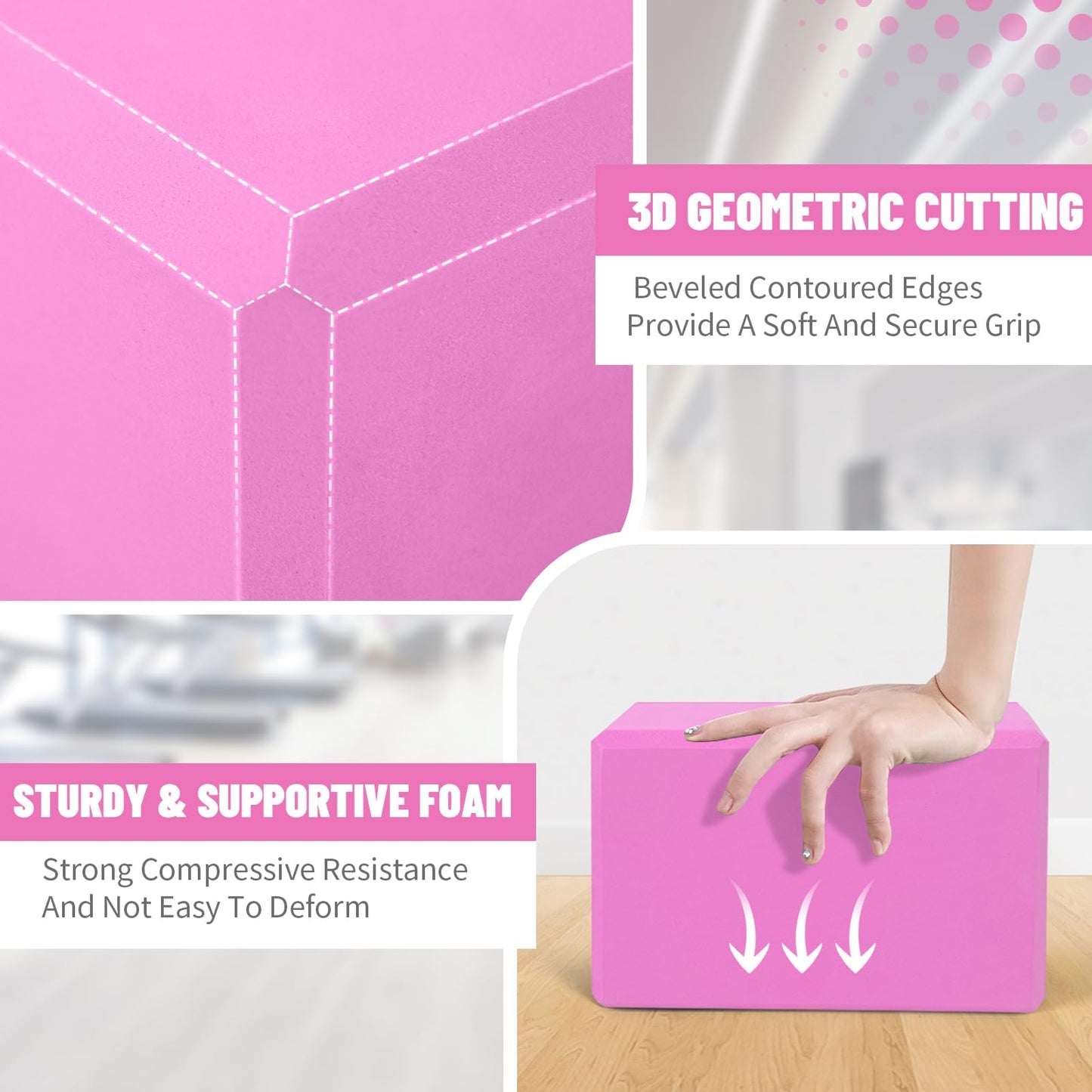 2025 Biguphate Yoga Blocks 9x 6x4 Inch,EVA Foam Yoga Block Supportive Latex-Free, Non-Slip Exercise Blocks, Yoga Accessories for Pilates, Meditation, Balance, Stretching and Deep Poses(Magenta)