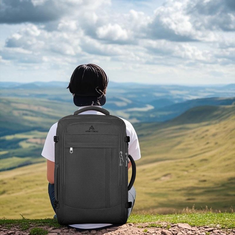 Travel Backpack, 50L Expandable Extra Large Laptop Backpack, Carry On Backpack Airline Approved Water Resistant Business Suitcase Daypack Bag Fits 17 Inch Laptops, Travel Gifts for Men Women, Black