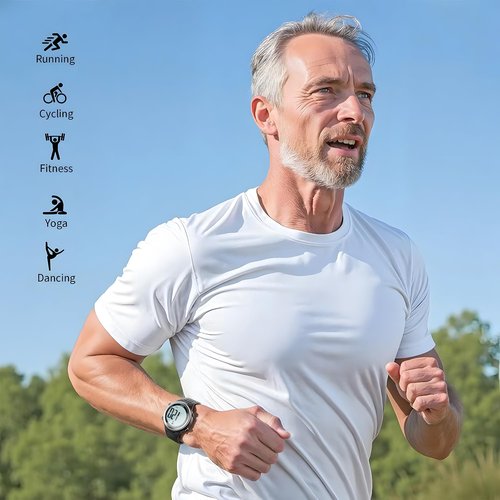 EZON Heart Rate Monitor and Chest Strap, Exercise Heart Rate Monitor, Sports Watch with HRM, Waterproof, Stopwatch, Hourly Chime T007