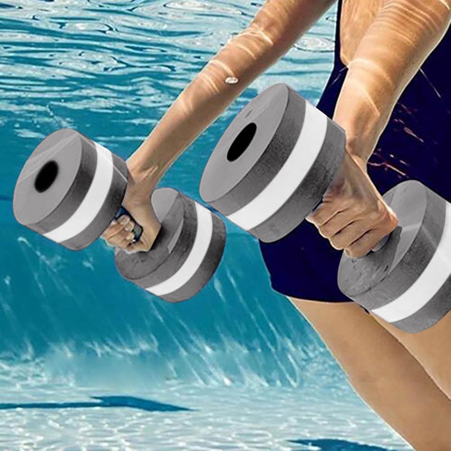 2-Pack Aquatic Foam Dumbbells - Lightweight EVA Pool Exercise Equipment for Water Aerobics & Resistance Training - Perfect for Swimming Pool Workouts