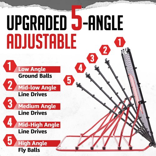 ZEALFEEL Baseball Rebounder Net, 5 Adjustable Angles 4x4.5FT Pitch Back Baseball Softball Volleyball Rebounder with 2 Strike Zones, UV Resistant, Pitchback Trainer for Ground, Line Drive & Fly Balls