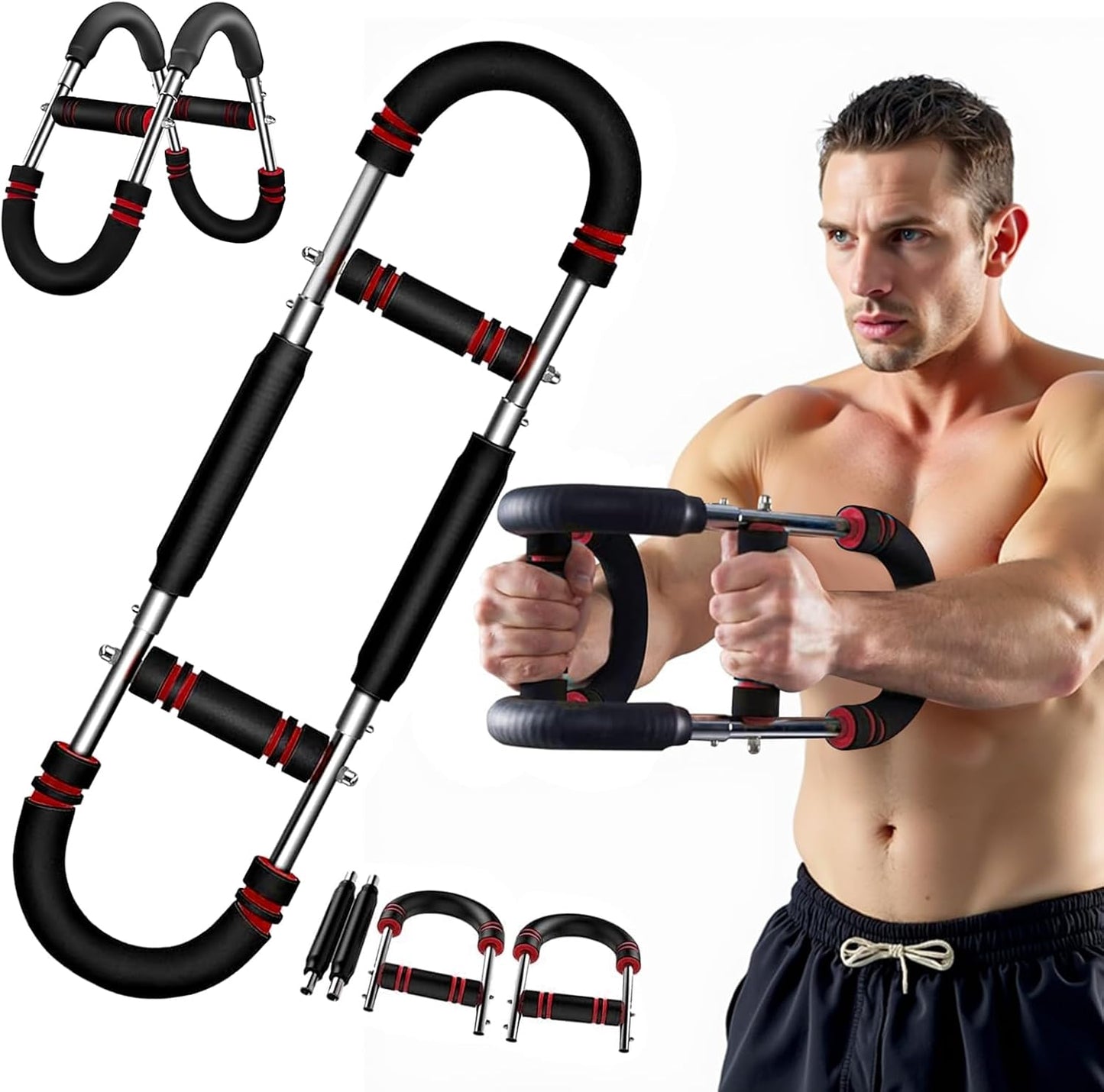 2025 Pro Twister Arm Trainer, Adjustable Power Twister Bar, Chest Shoulder Arm Workout Equipment, Portable Detachable Upper Body Fitness Machine for Home & Gym