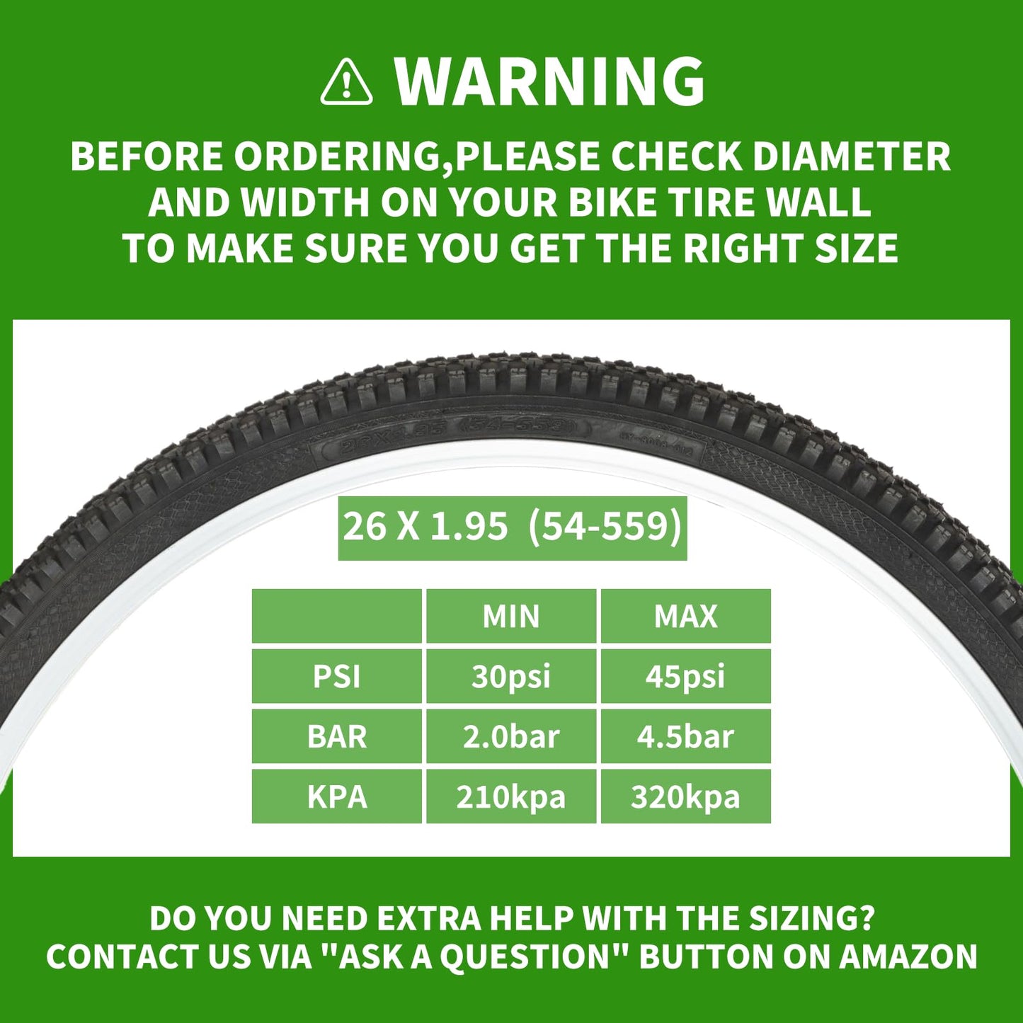 2-Pack Mountain Bike Tires Set | 26x1.95/2.125 Inch Foldable Replacement Tires with Tubes & Tire Levers | All-Terrain MTB Tire for Trail, Road, Beach & Snow