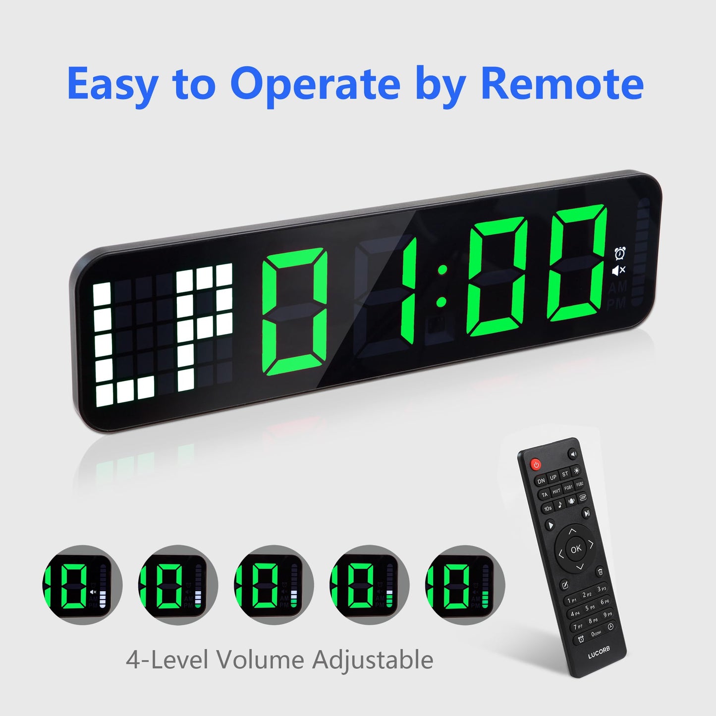 Gym Timer 15'' Large Wall Clocks for Home Gym, Interval Workout Countdown Clock Remote Control for Boxing Crossfit Fitness Tabata Home Gym Accessories