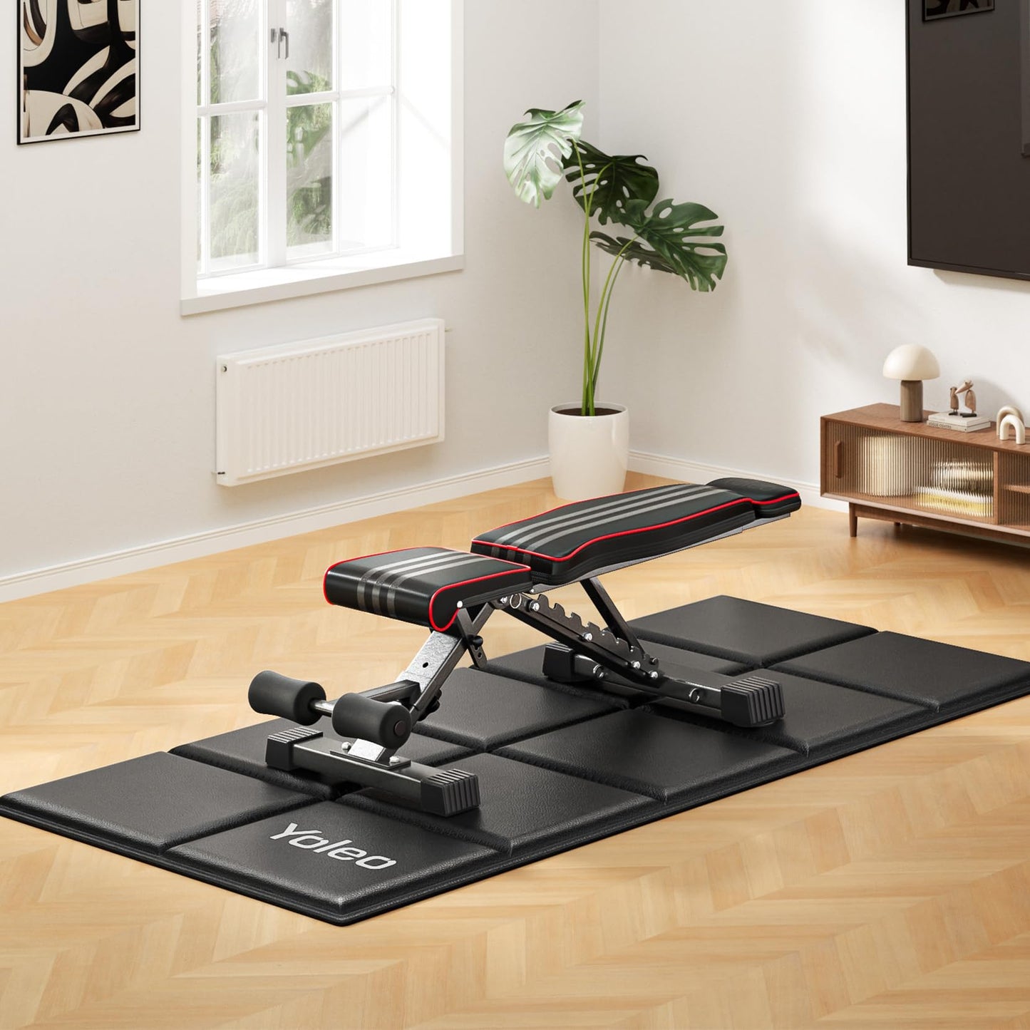 YOLEO Treadmill Mat Walking Pad Mat for Carpet, 63"x30" Foldable Exercise Equipment Mats - 1/4" Thick Non-Slip, Shock Absorbing, Hardwood Floor Protection for Exercise Bike/Weight Bench/Treadmill/Yoga