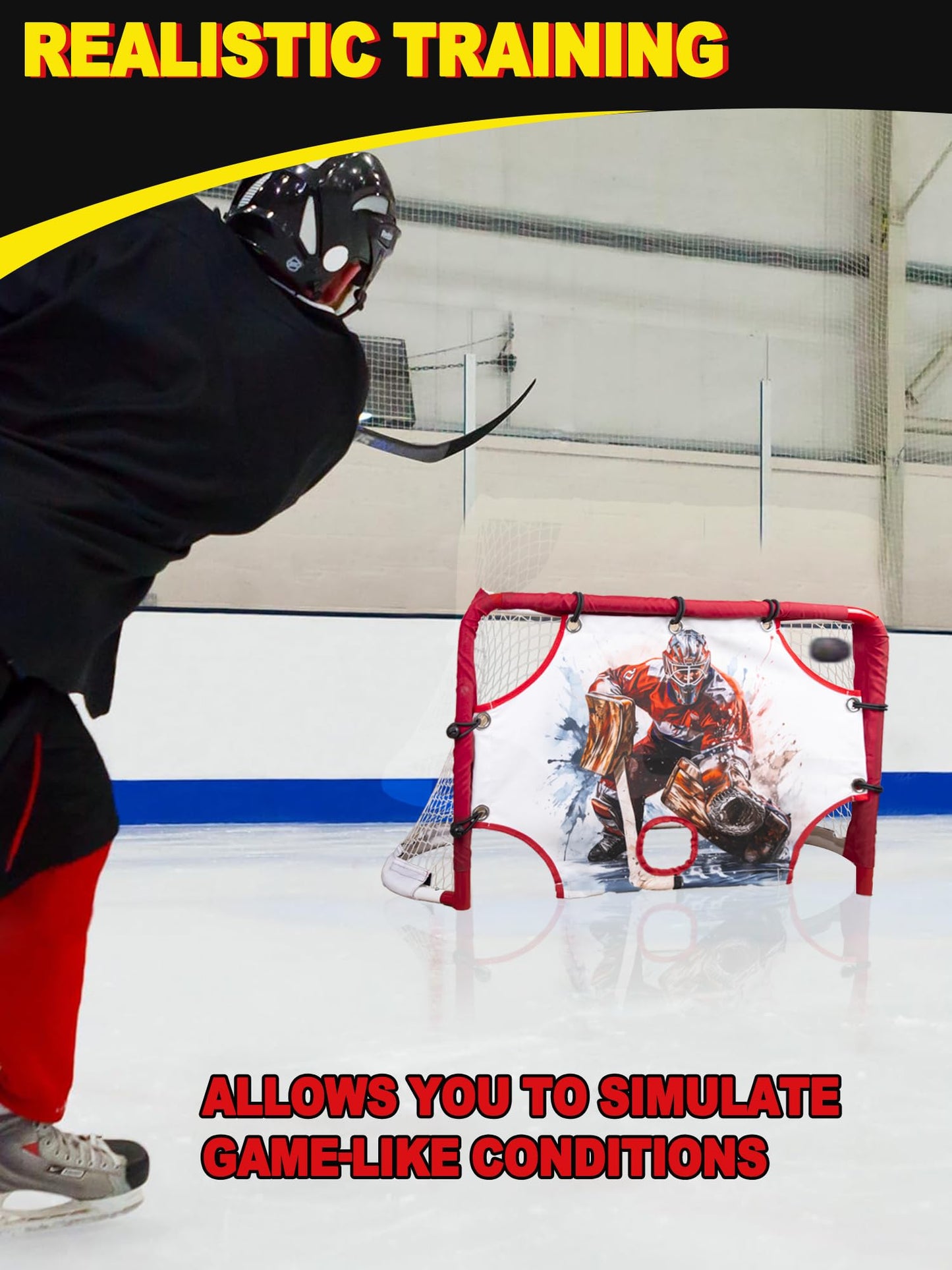 Kasifei Mini Steel Hockey Net with Shooter Tutor, 30" x 20" Heavy Duty Hockey Goal for Kids