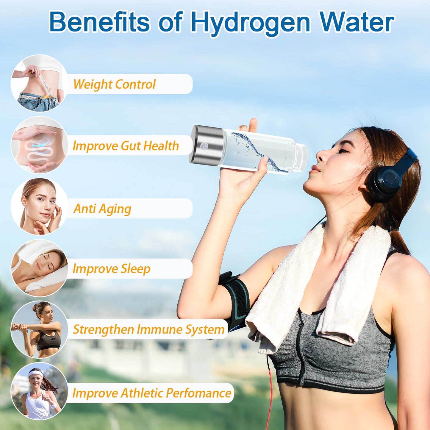 Hydrogen Water Bottle Generator, Portable Hydrogen Water Ionizer Machine Rechargeable Hydrogen Rich Water Glass Bottle for Travel 420ml Gift for Women Gifts for Men Gifts for Firend Birthday Gifts