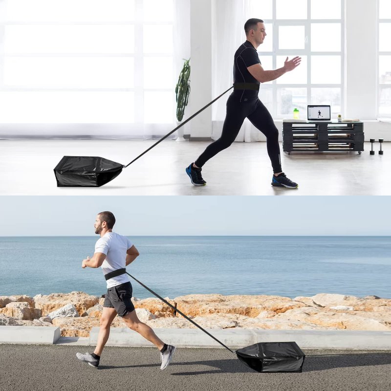 doksmeria Weight Sled Trainer Adjustable, Upgrade Sandbag Sled Trainer Resistance Sled Trainer for Sprinter Speed Training Indoor Outdoor, Running Sled Trainer with 3 Weight Sandbags