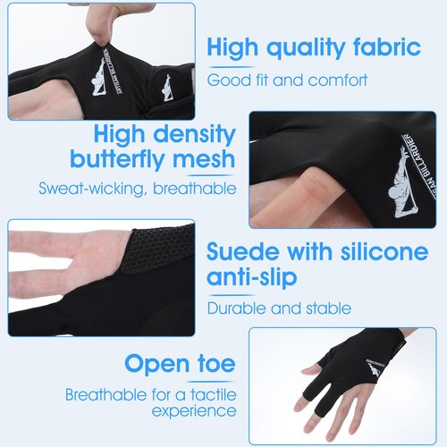 1 pcs Left Hand Billiard Gloves for Men Billiards Glove Pool Splicing Process Snooker Cue Sport Glove Popular Sizes Man Woman Elastic 3 Fingers Show Gloves Quick-Dry Breathable Billiard Pool