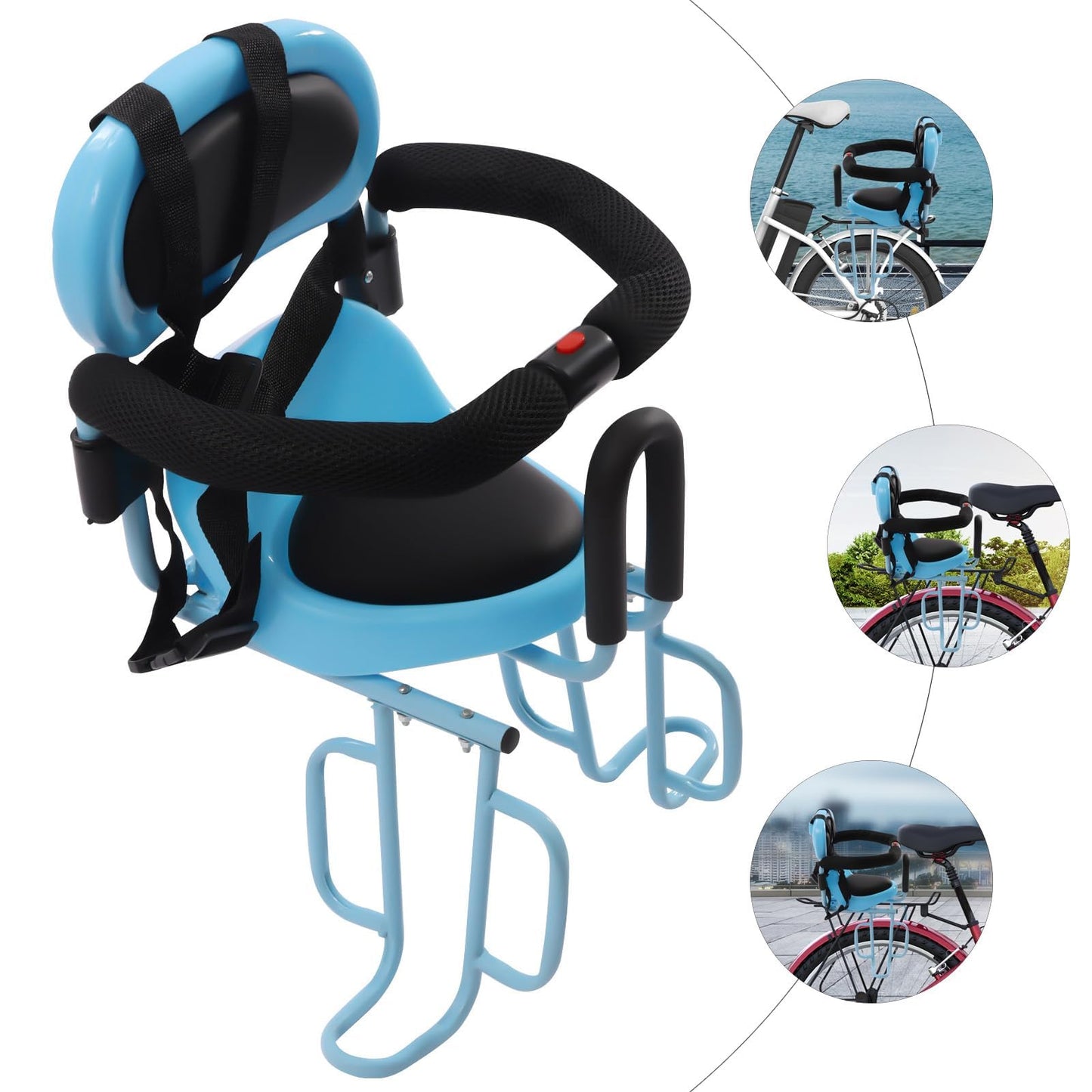 JCHAJMCONA Rear Mounted Kids Bike Seat with Removable Safety Back, Child Carrier Bicycle Seat for Mountain, Adult & E-Bikes