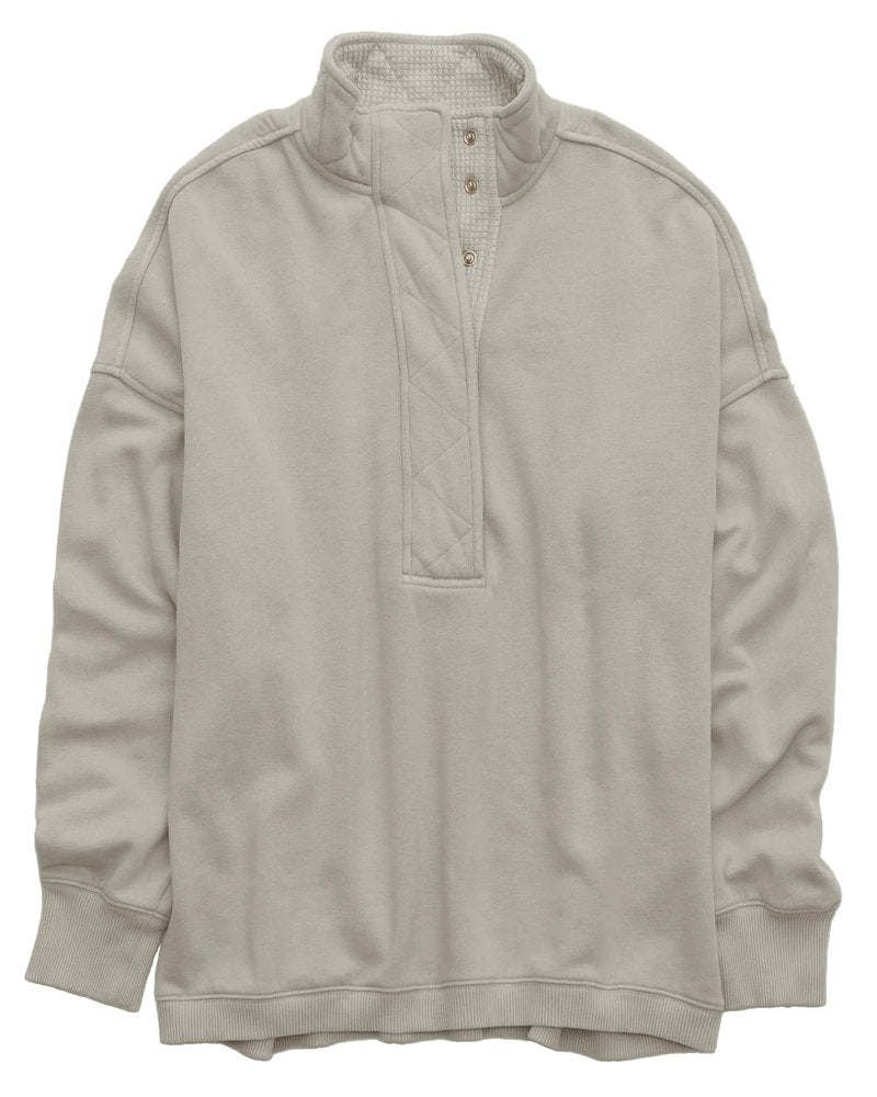 Gacaky Sweatshirt for Women Oversized Casual Long Sleeve Button Henley Neck Pullover Tops Fashion Outfits Clothes Gray XS
