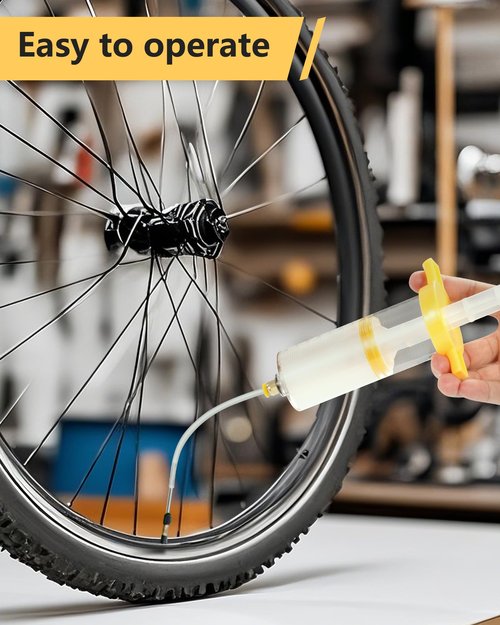 CHUMXINY Tubeless Sealant Injector,120 ML Tire Sealant Injector with Push-in Metal Connector for Presta Schrader Valve