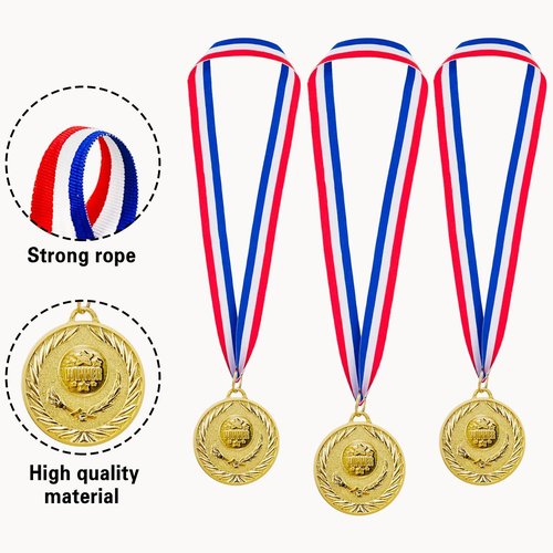 Abaokai 12 Pieces Gold Medals for Awards,1st Winner Medals for Sports, Competitions, Party, Olympic Style, 2 Inches