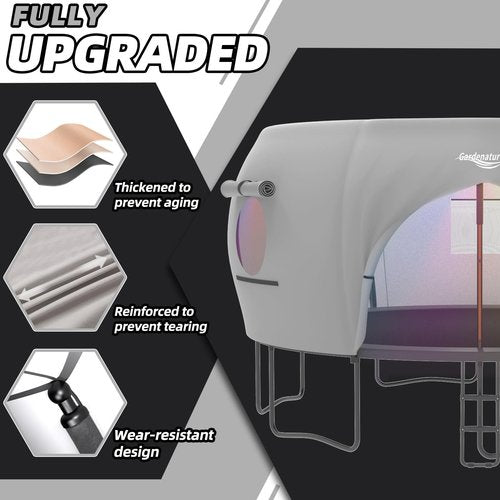 Gardenature 14FT Trampoline Tent(Tent Only), Fit for 8 Curved Poles Round Trampolines, Shade Cover with LED Light, Outdoor Trampolien Accessories, Anti-Tear, Beige