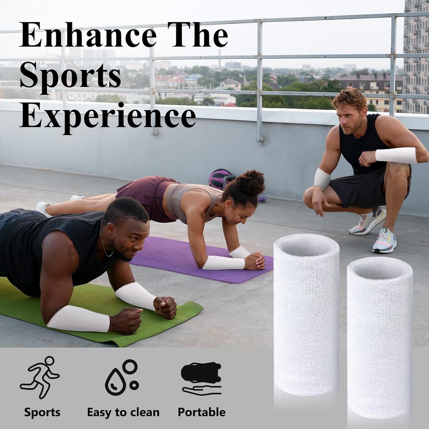 2 Pcs 9 Inch Long Wristbands Sweatbands Black Large Sweat Bands Wristbands Wrist Sweatbands Bulk Arm Sweat Bands for Men Women Weight Loss Football Workout