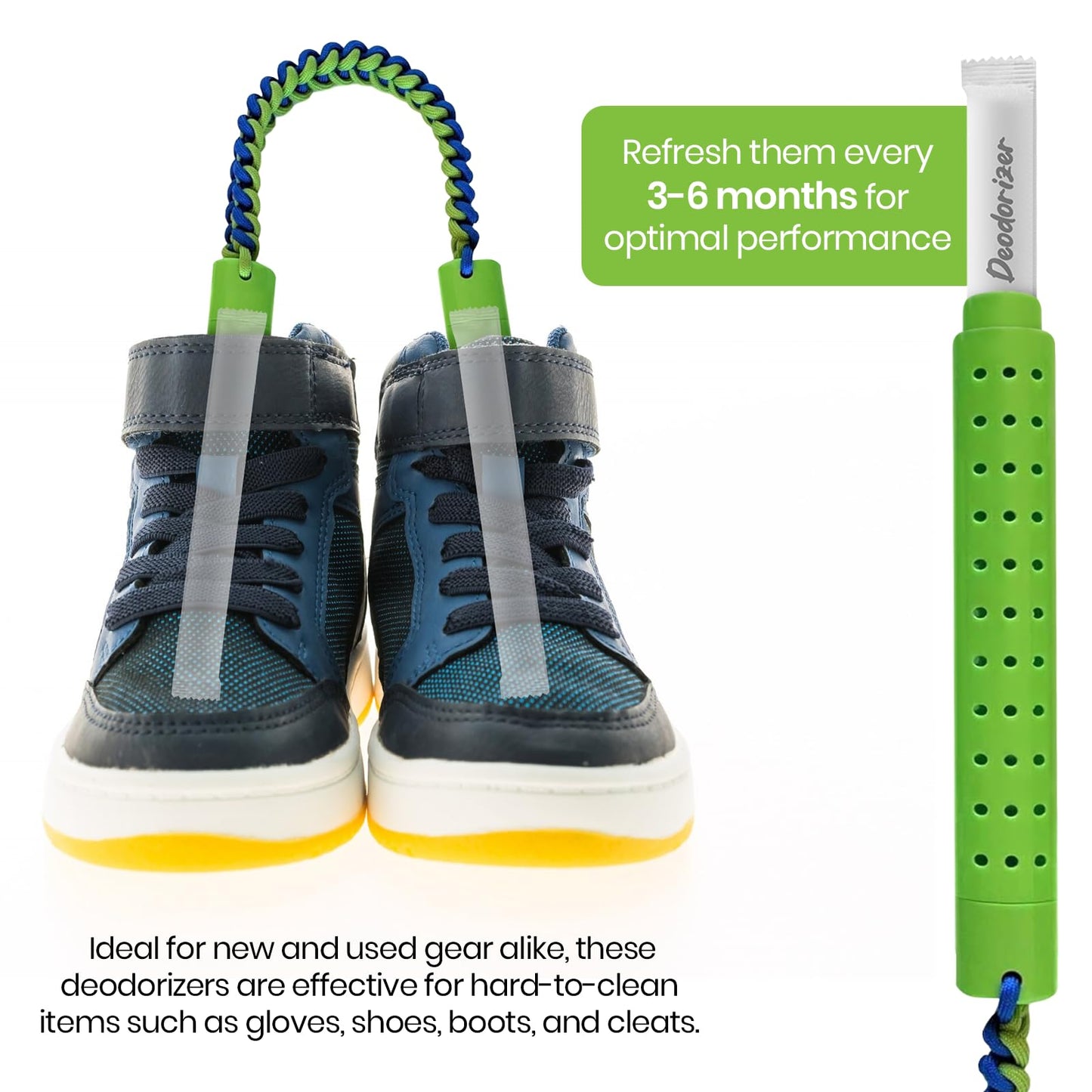 (4-Pack) Calvana Shoe Deodorizer, Refill Bags Compatible with GloveStix & StankStix, Odor Eliminator for Hockey & Lacrosse Gloves, Boxing & Soccer Gear, Gym Bags & Sports Equipment, Up to 6 Months
