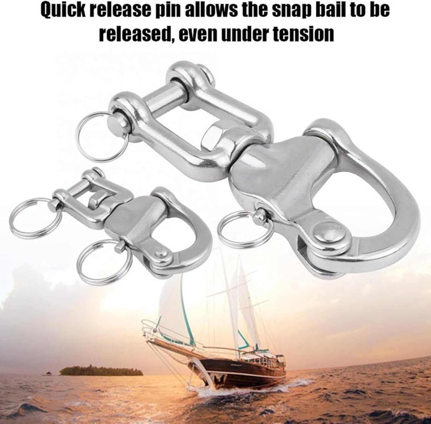2Pcs Marine Swivel Snap Shackle, 316 Stainless Steel Quick Release Diving Clips Swivel Snap Hook for Sailboat Spinnaker Halyard Yacht