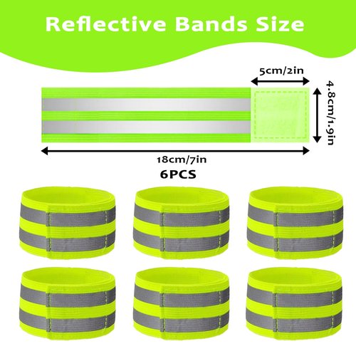 6 Pack Reflective Bands for Strollers High Visibility Elastic Reflective Gear Safety Reflectors Stroller Identifier for Baby Stroller Accessories Walking at Night Cycling and Running