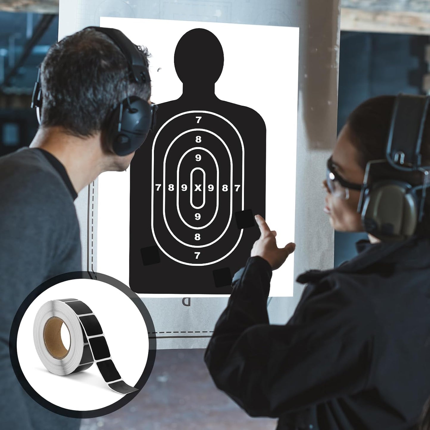 2000pcs/2 Rolls Target Pasters, 1 Inch Self-Adhesive Target Stickers Tape Square Shooting Cardboard Paper Targets Label Marker for Shooting Range Practice