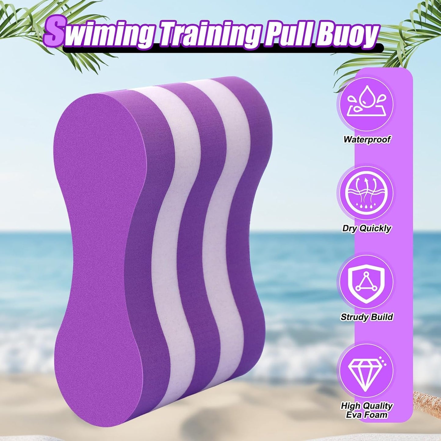 2 Pcs Swimming Kickboard Pull Buoy Set Training Aid Float Pull Buoy Leg Float Swimming Training Equipment Accessories for Hand Leg Adults Children Beginners Exercise Fitness