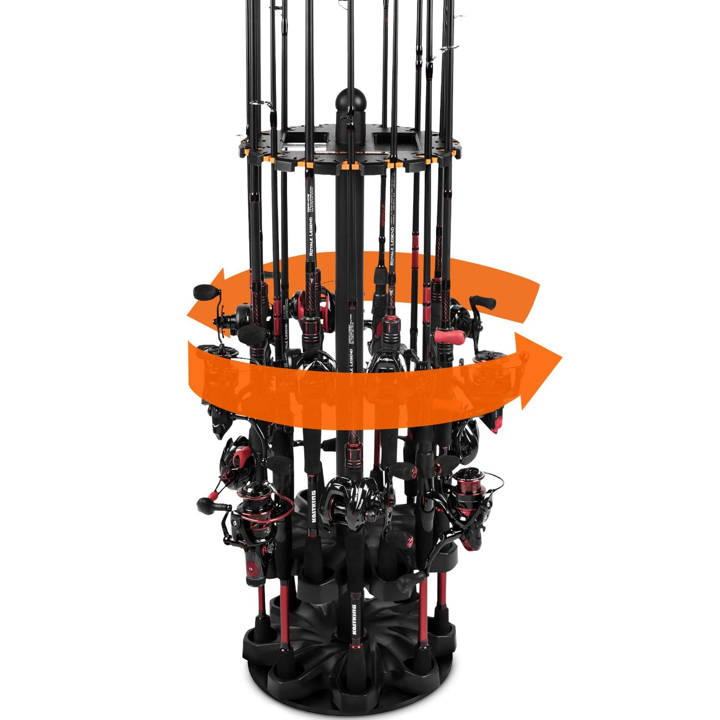 KastKing V16 Fishing Rod Rack With Rotating Base- Fishing Pole Rack Holds Up to 16 Fishing Rods or Combos, Lightweight and Durable ABS Construction, Space-Saving Fishing Rod Holders for Garage